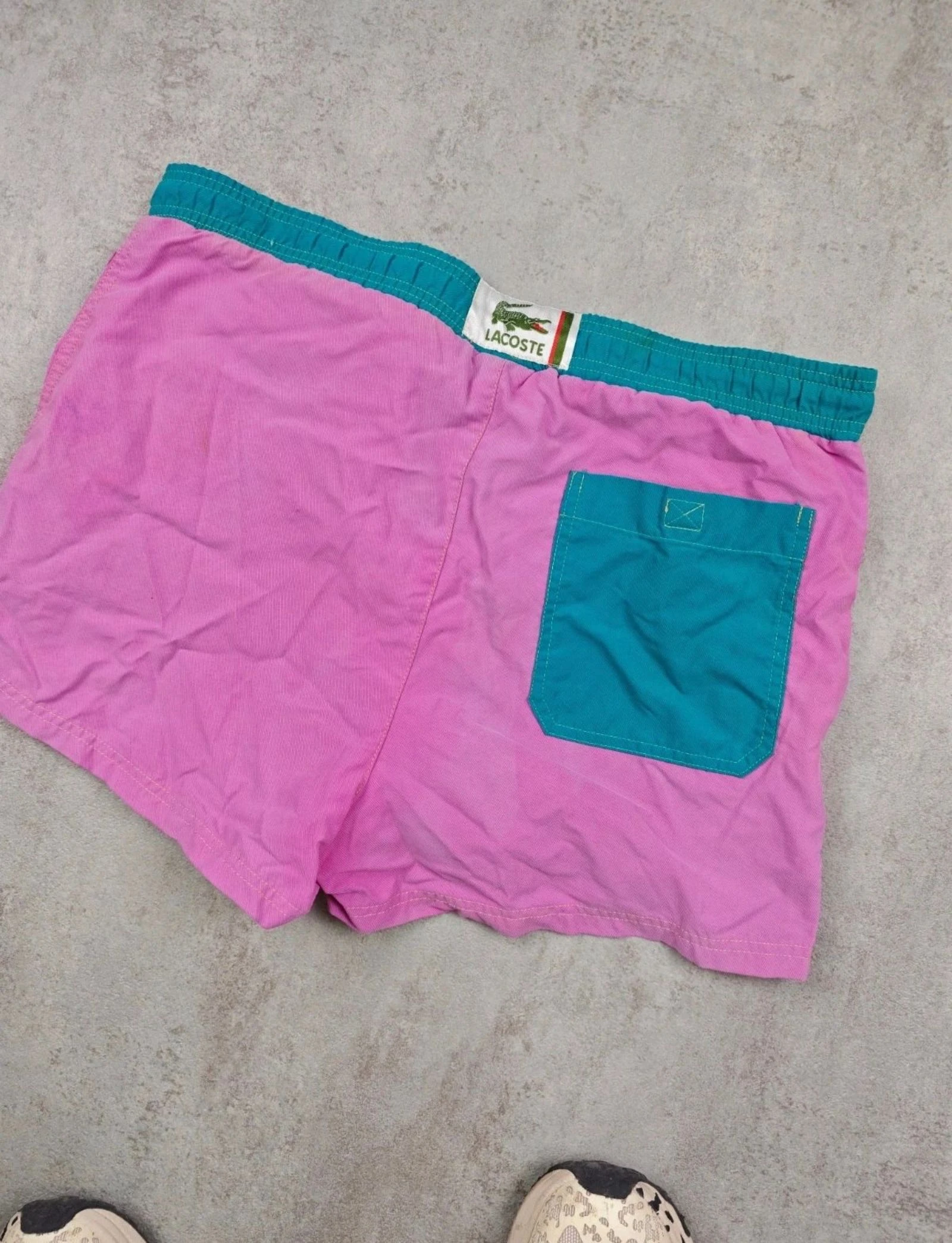 Lacoste Vintage Swim Shorts Colorblock Pink Teal Old Money Preppy Y2K 90s Retro Beachwear  XL – photo 7